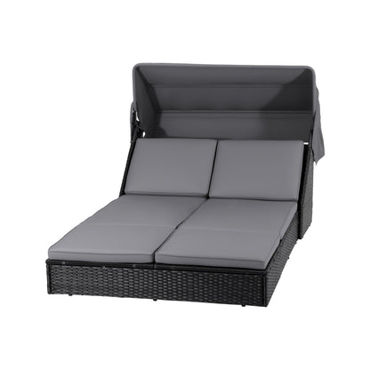 Knox Outdoor Day Bed Sun Lounge Setting Wicker Lounger Patio Furniture