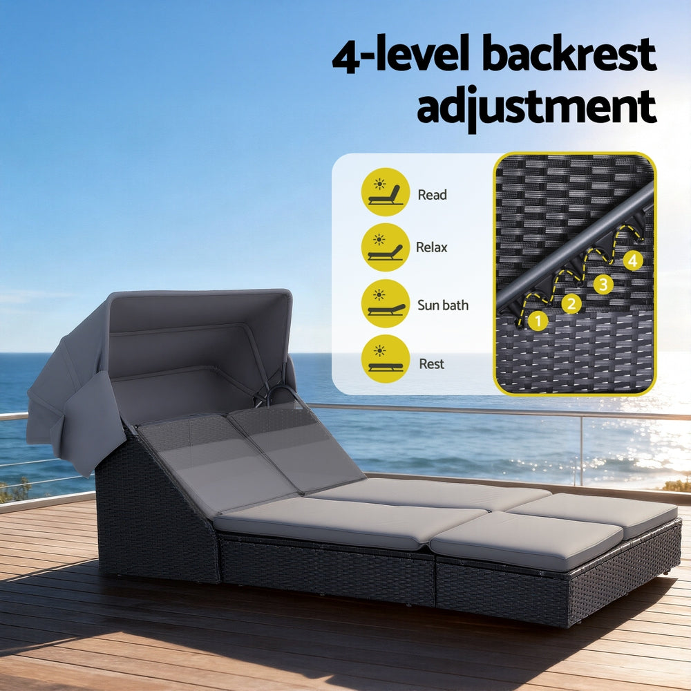 Gardeon Outdoor Day Bed Sun Lounge Setting Wicker Lounger Patio Furniture