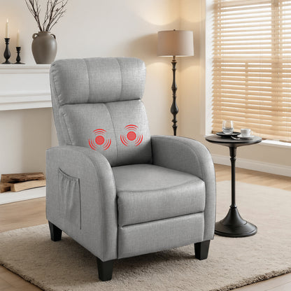 Ava Massage Recliner Chair Small Recliner Sofa for Adults Fabric Grey