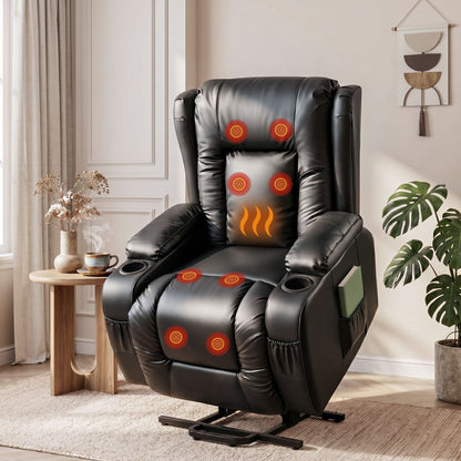 Kai Recliner Chair Lift Assist Heated Massage Chair Leather Rukwa
