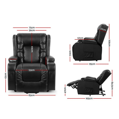 Kai Recliner Chair Lift Assist Heated Massage Chair Leather Rukwa