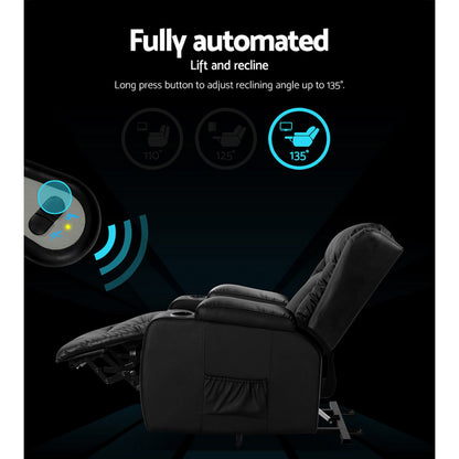 Kai Recliner Chair Lift Assist Heated Massage Chair Leather Rukwa