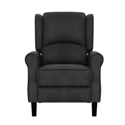 Finn Recliner Chair Adjustable Sofa Lounge Soft Suede Armchair Couch Charcoal
