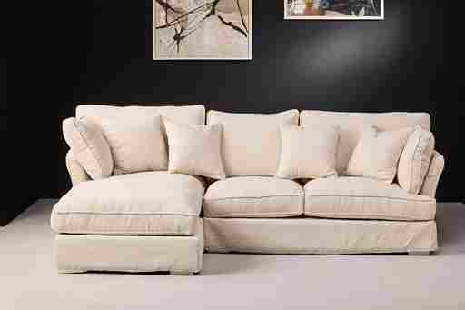 Romy 3 seater beige fabric sofa