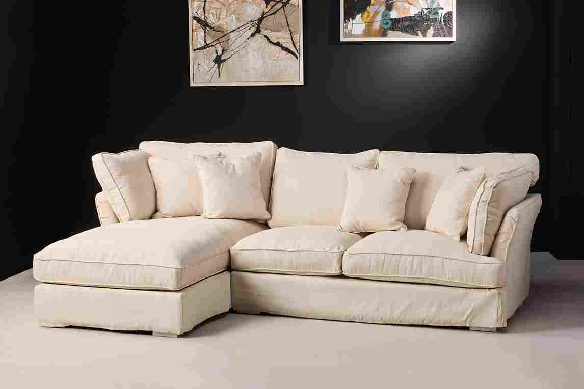 Romy 3 seater beige fabric sofa