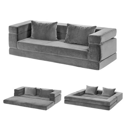 Kian Convertible Folding Sofa Bed Pull Out Mattress Foldable Lounge Couch Grey