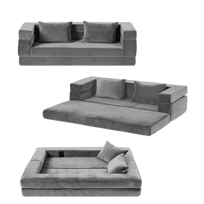 Kian Convertible Folding Sofa Bed Pull Out Mattress Foldable Lounge Couch Grey