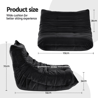 Lazy Sofa 2 Seaters Accent Caterpillar Chair Floor Couch Armless Lounge