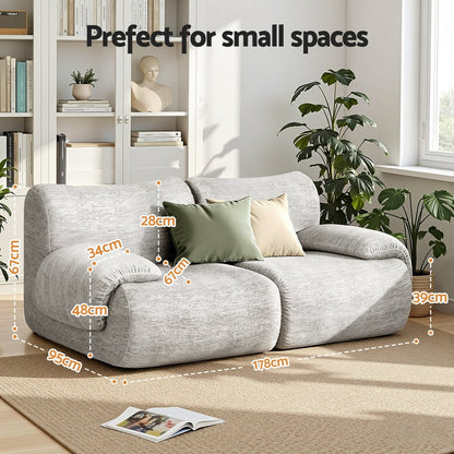 Kai 2 Seater Sofa Modular Sectional Sofas Couch Bed No Assembly Living Room Grey