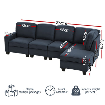 Isla Modular Sofa Chaise Set 5-seater Dark Grey