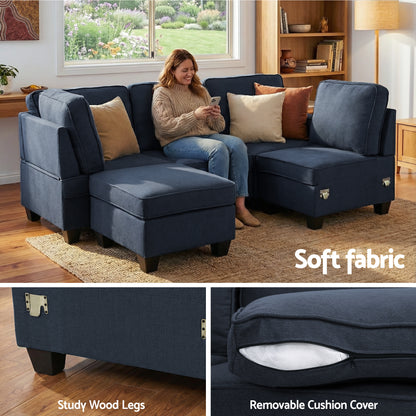 Isla Modular Sofa Chaise Set 5-seater Dark Grey