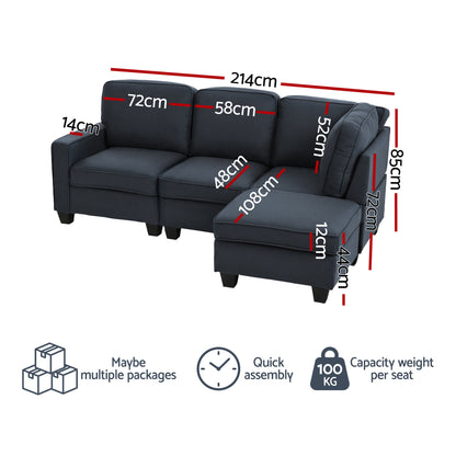 Isla Modular Sofa Chaise Set 4-seater Dark Grey