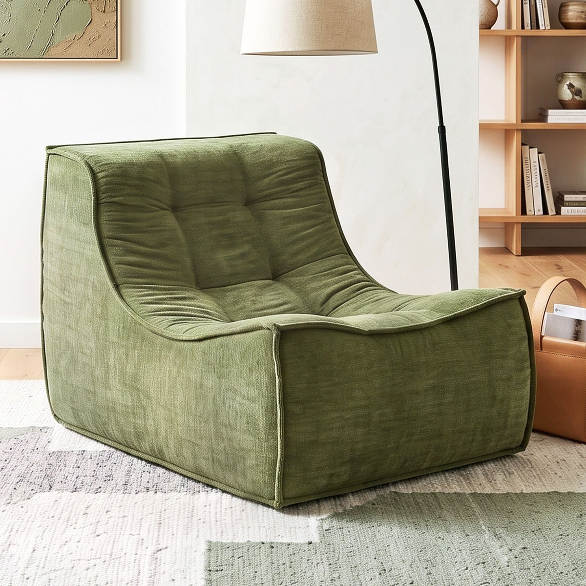 Green Olives   Sofa Armless Chenille No Assembly Removable Cover Green