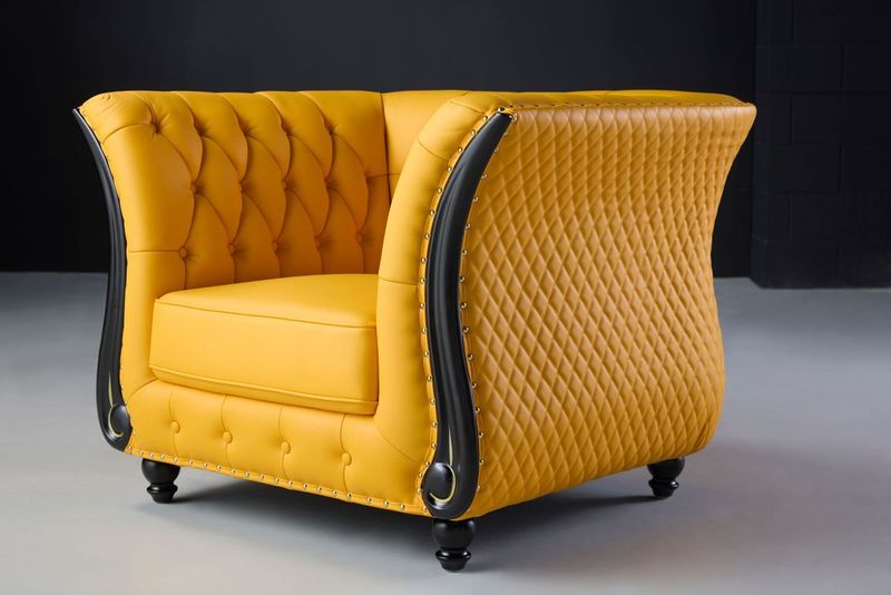 Iris chesterfield chair white yellow