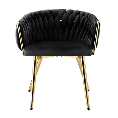 Oslo 1x Dining Chair Armchair Cafe Kitchen Lounge Chairs Velvet Weaving Black