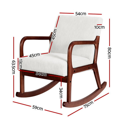 HO Rocking Armchair Lounge Chair Corduroy Beige