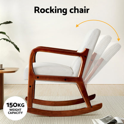 HO Rocking Armchair Lounge Chair Corduroy Beige