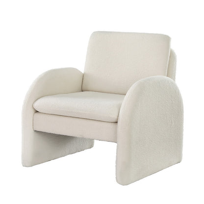 Ezra Armchair Accent Chair Lounge Tub Sofa Couch Curved Arm Seat Boucle White