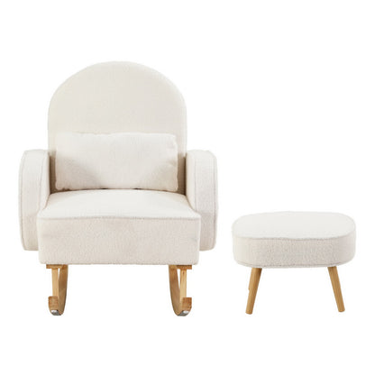 Ora Armchair Rocking Chair Ottoman Lounge Footrest Round Nursing Boucle White