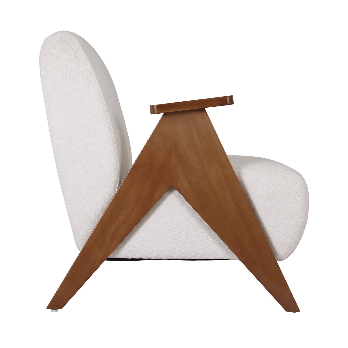 Lychee Armchair Accent Chair Sturdy Upholstered Solid Wood Chenille Fabric White