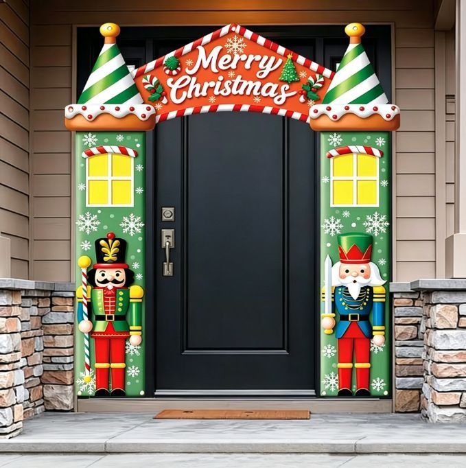 Christmas Decoration 2D Flat Banner Merry Christmas Archway Front Porch Decor - 03 - Size 180-235CM