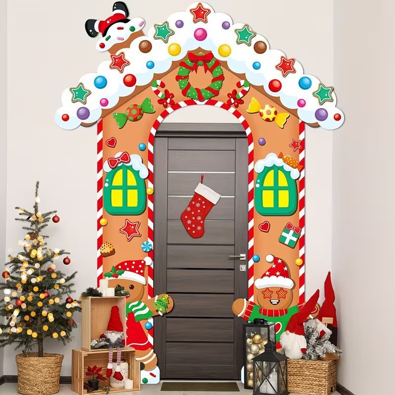 Christmas Decoration 2D Flat Banner Merry Christmas Archway Front Porch Decor - 04 - Size 180-235CM