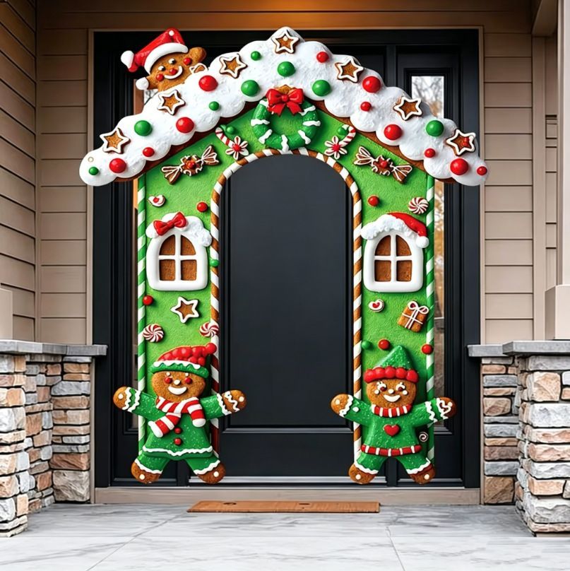 Christmas Decoration 2D Flat Banner Merry Christmas Archway Front Porch Decor - 04 - Size 180-235CM