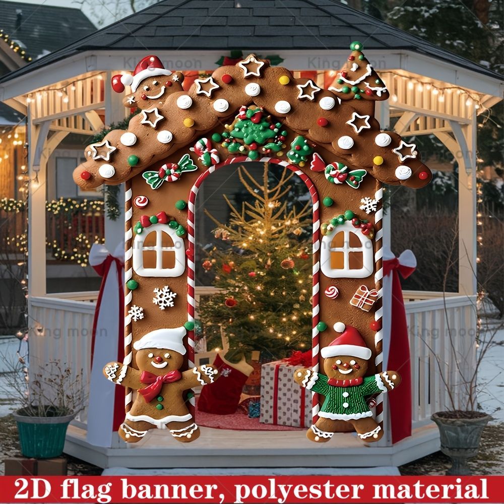 Christmas Decoration 2D Flat Banner Merry Christmas Archway Front Porch Decor - 04 - Size 180-235CM