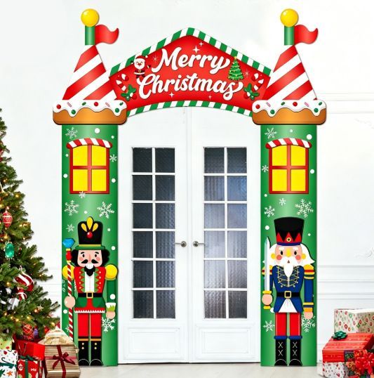Christmas Decoration 2D Flat Banner Merry Christmas Archway Front Porch Decor - 05 - Size 180-200CM
