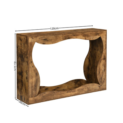 120 cm Console Table, Couch Table with Storage, Long Entryway Sofa Station, Narrow Console Stand Behind Sofa, Hallway Stand for Entryway Living Room, Brown