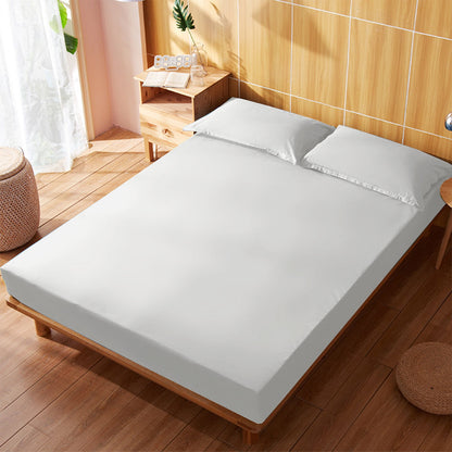 King Size Fitted Sheet, 100% Egyptian Cotton, Deep Pocket Premium Cotton Mattress Sheet,Double Bed Fitted Sheet Piece Non-Slip Fixed Bed Cover All-Inclusive Mattress Protection Bed Cover White