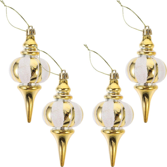 4Pcs Shatterproof Christmas Ornament Plastic Christmas Ball Drop Tree Pendant Hanging Decoration Holiday Trees Decor Golden