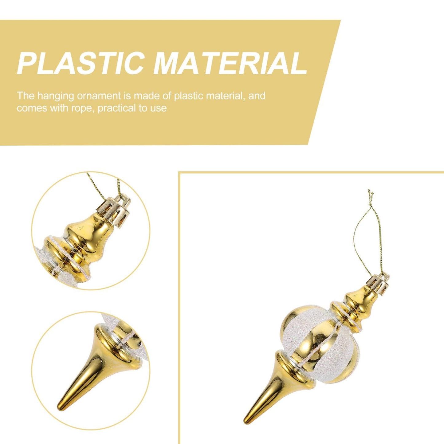4Pcs Shatterproof Christmas Ornament Plastic Christmas Ball Drop Tree Pendant Hanging Decoration Holiday Trees Decor Golden