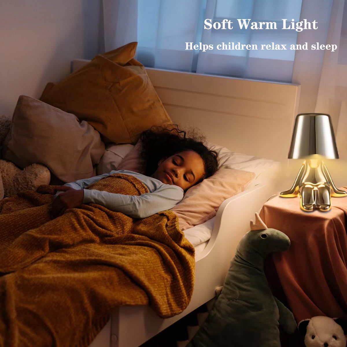 Bedside Touch Control Table Lamp,Creative Little Golden Man Decorative Thinker Statue LED Desk Lamp,USB Charging 3Level Brightness
