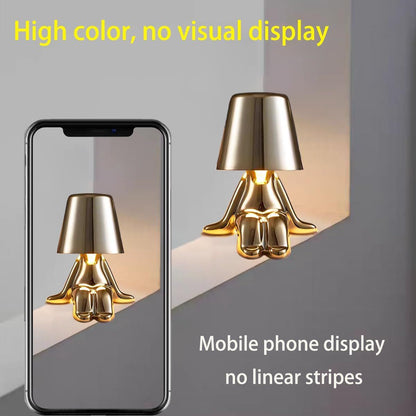 Bedside Touch Control Table Lamp,Creative Little Golden Man Decorative Thinker Statue LED Desk Lamp,USB Charging 3Level Brightness