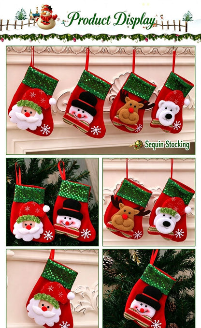Traditional Oversized Santa Christmas Stocking, Holiday Decorative Present Bag, 47*28cm