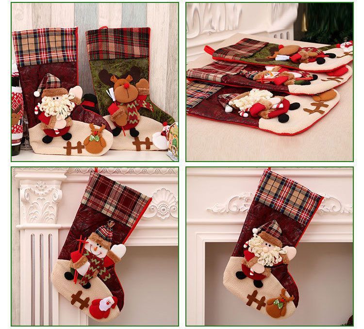 Traditional Oversized Santa Christmas Stocking, Holiday Decorative Present Bag, 47*28cm