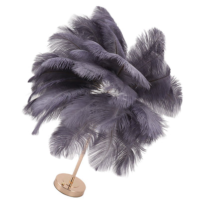 Feather Table Lamp Rechargeable Modern Romantic Decoration Lamp Bedroom Bedside Lamp for Home Decoration Grey