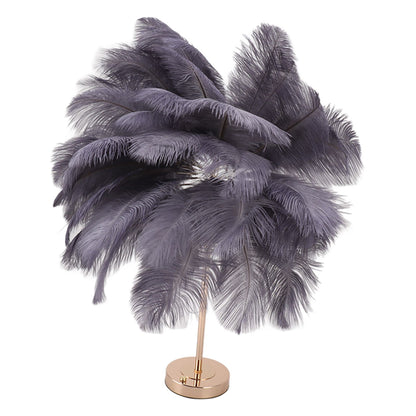 Feather Table Lamp Rechargeable Modern Romantic Decoration Lamp Bedroom Bedside Lamp for Home Decoration Grey