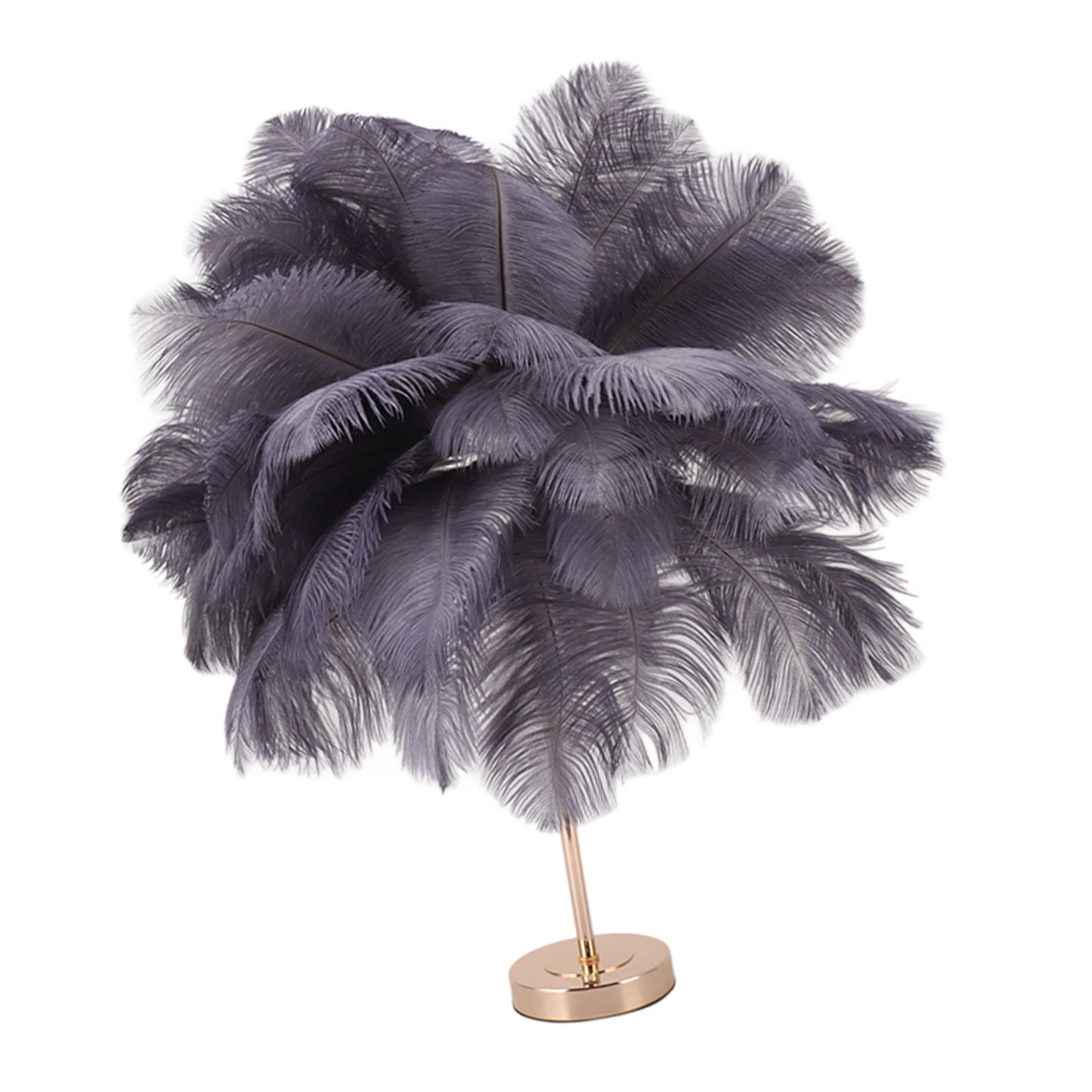 Ostrich Feather Table Lamp Rechargeable Modern Romantic Decoration Lamp Bedroom Bedside Lamp for Home Decoration Grey