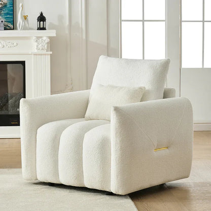 Teddy fabric sofa, modern lounge chair, upholstered with a pillow