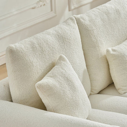 Ivy teddy fur fabric corner sofa - White