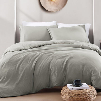 Hotel Soft Microfiber Duvet Cover Set-2000TC Quilt Cover Set & Pillowcases -1 Donna Cover Zipper Closure & 1 x Pillowcases-Breathable Bedding - Wrinkle, Fade, Stain Resistant(Grey,Double)