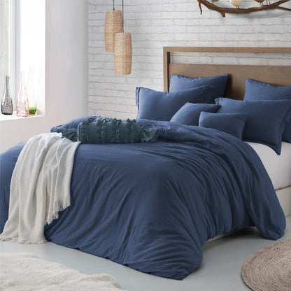 Hotel Soft Microfiber Duvet Cover Set-2000TC Quilt Cover Set & Pillowcases -1 Donna Cover Zipper Closure & 1 x Pillowcases-Breathable Bedding - Wrinkle, Fade, Stain Resistant(Navy,Double)