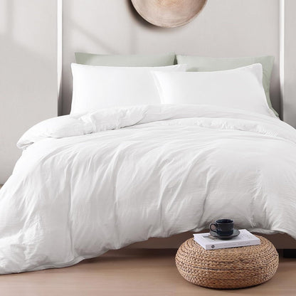 Hotel Soft Microfiber Duvet Cover Set-2000TC Quilt Cover Set & Pillowcases -1 Donna Cover Zipper Closure & 1 x Pillowcases-Breathable Bedding - Wrinkle, Fade, Stain Resistant(White,King)