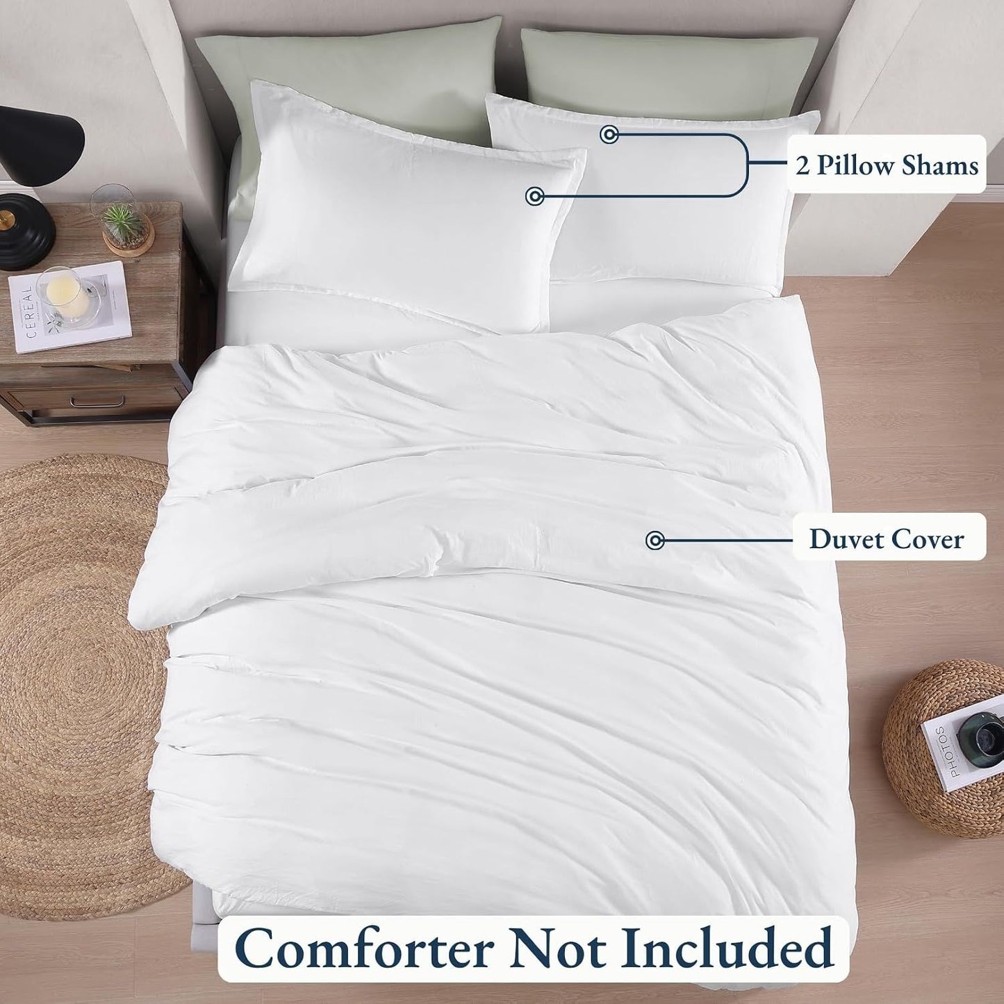 Hotel Soft Microfiber Duvet Cover Set-2000TC Quilt Cover Set & Pillowcases -1 Donna Cover Zipper Closure & 1 x Pillowcases-Breathable Bedding - Wrinkle, Fade, Stain Resistant(White,King)