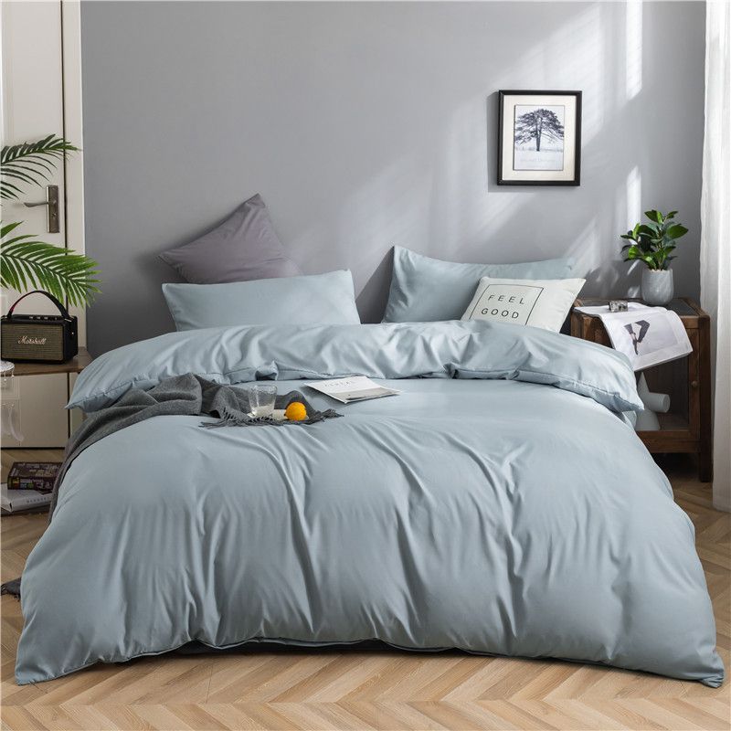 Qianjin Cotton Solid Color 4 Piece Bedding Set Azure 1.5 m bed [bed sheet set] quilt cover 150*200cm bed sheet 180*230cm pillowcase 48*74*2