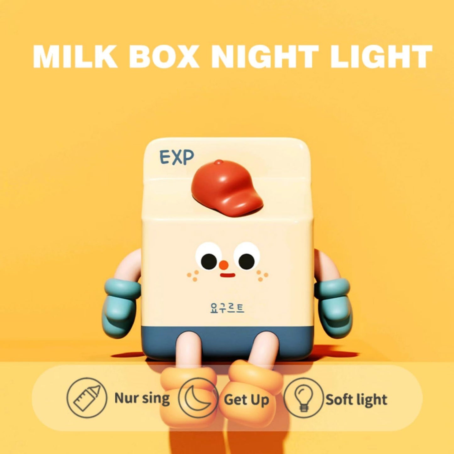 Night Light for Kids/Baby, LED Cute Lamp, Milk Box Night Light Nursery/Led with Dimmable, Rechargeable Bedside Touch Soft Lamp