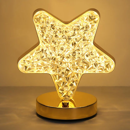 Star Table Lamp, Stepless Dimmable Touch Lamp with 3 Colors, Crystal Star Light Bedside Lamp for Nightstand Desk Bedroom Living