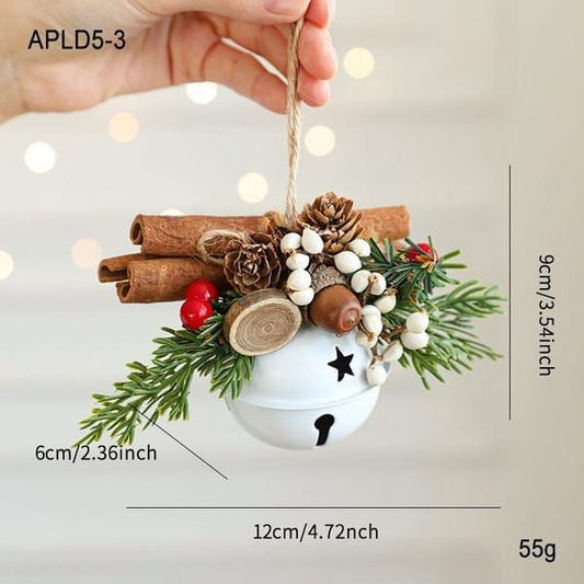 Elegant Vintage Metal Christmas Bell Floral Decor, Red Gold Tone Holiday Scene Ornament APLD5-3
